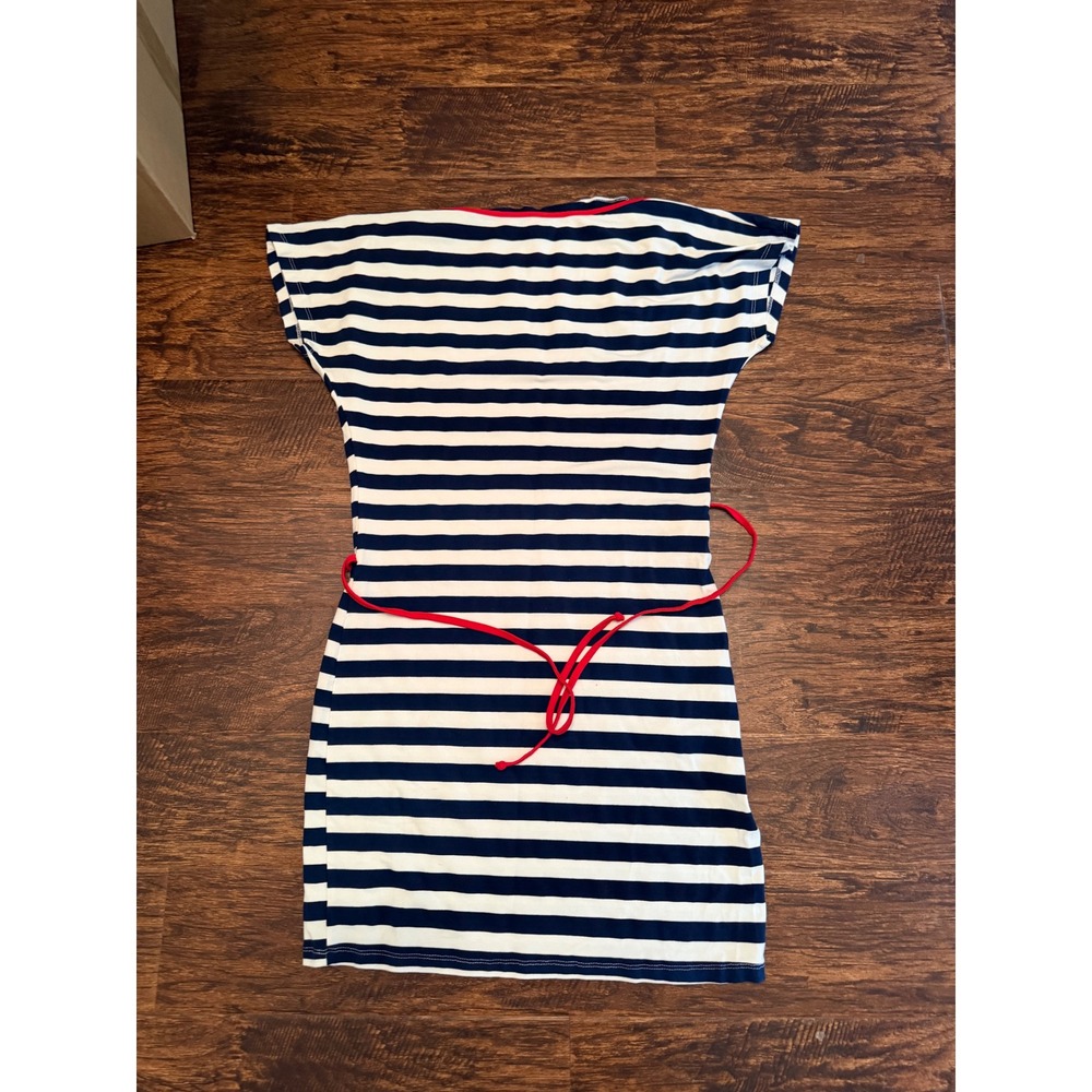 Mapale Striped Mini Dress Navy White Red Trim Nautical Short Sleeve XL